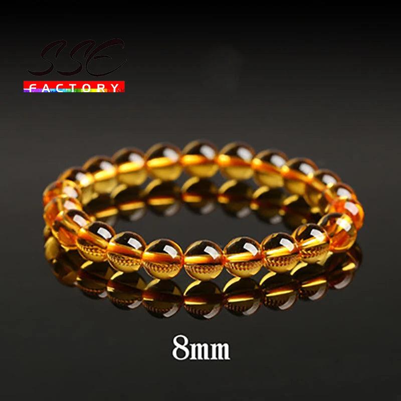 Natural Citrines Crystal Round Beads Bracelet