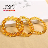 Natural Citrines Crystal Round Beads Bracelet