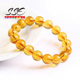 Natural Citrines Crystal Round Beads Bracelet