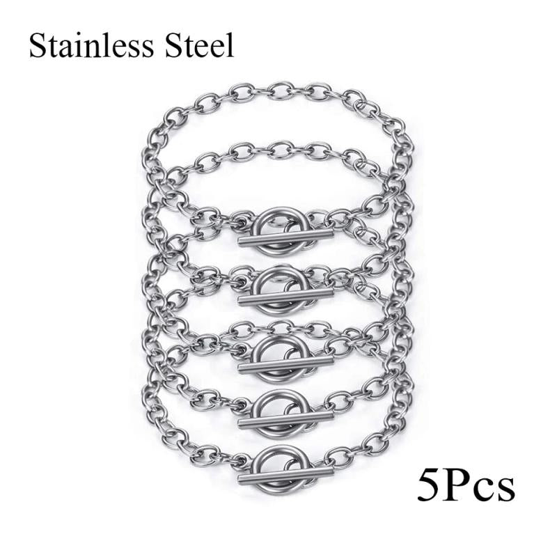 5pcs/lot 5mm Chain Bracelet with Toggle Clasp