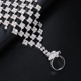 Stonefans Crystal Finger Bracelet Rhinestone Bangle Chain Ring Prom Accessories