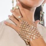 Stonefans Crystal Finger Bracelet Rhinestone Bangle Chain Ring Prom Accessories