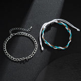 Men's Cuban Link Chain Bracelet Wax Line Twist Cord Bangle