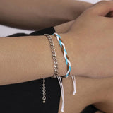 Men's Cuban Link Chain Bracelet Wax Line Twist Cord Bangle