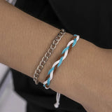 Men's Cuban Link Chain Bracelet Wax Line Twist Cord Bangle