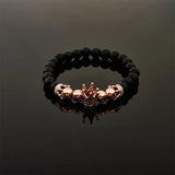 Micro King Crown Charm Stretch Bracelet 8mm Copper Beads Jewelry