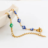 Colorful Evil Eye Enamel Beads Bracelet Stainless Steel Charm