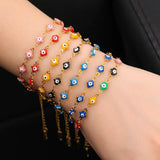 Colorful Evil Eye Enamel Beads Bracelet Stainless Steel Charm