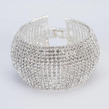 Rhinestone Crystal Bracelet Cuff Bangle for Women Wedding Bridal