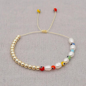 Baroque Pearl Yoga Glass Eye Beads Bracelet