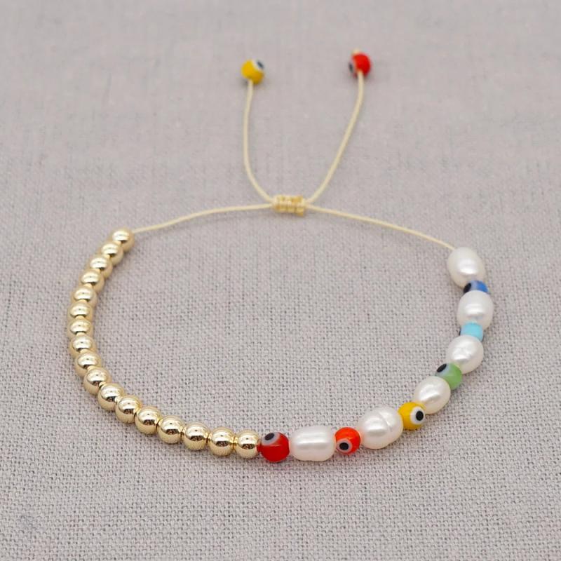 Baroque Pearl Yoga Glass Eye Beads Bracelet