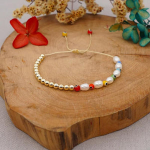 Baroque Pearl Yoga Glass Eye Beads Bracelet