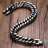 Stainless Steel Cuban Link Bracelet Men Chain Handchain Retro Charm