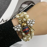 Crystal Bee Pearl Statement Bracelet Women's Jewelry