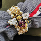 Crystal Bee Pearl Statement Bracelet Women's Jewelry