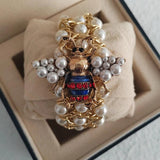 Crystal Bee Pearl Statement Bracelet Women's Jewelry