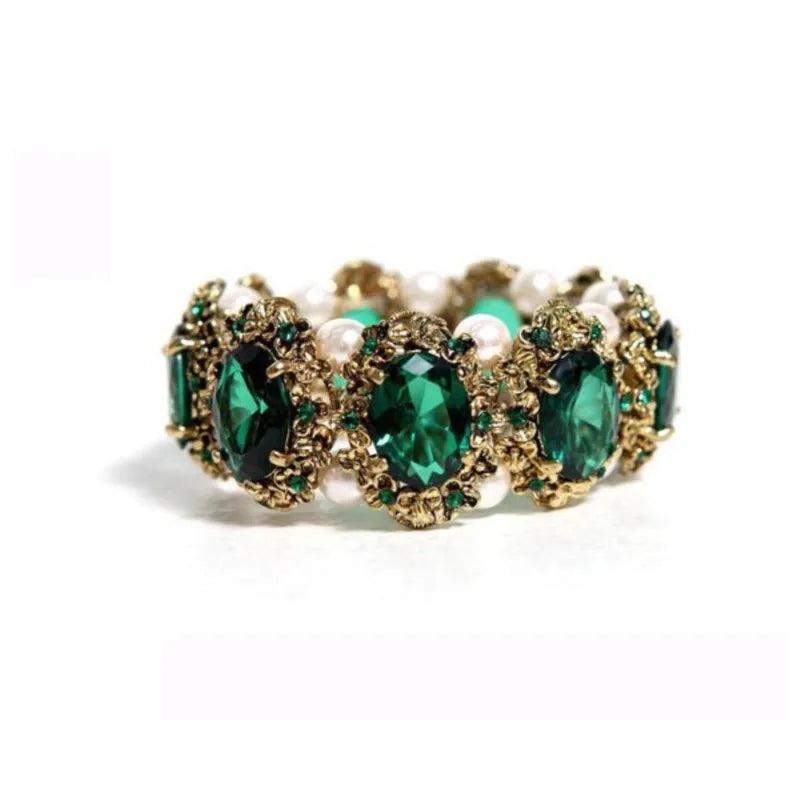 Golden Green Crystal Stone Bohemia Retro Bracelets for Women