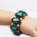 Golden Green Crystal Stone Bohemia Retro Bracelets for Women