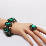 Golden Green Crystal Stone Bohemia Retro Bracelets for Women