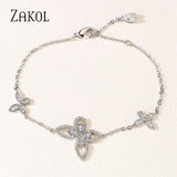 Sparkling Butterfly CZ Chain Link Bracelet - Wedding Jewelry Gift