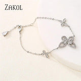 Sparkling Butterfly CZ Chain Link Bracelet - Wedding Jewelry Gift
