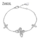Sparkling Butterfly CZ Chain Link Bracelet - Wedding Jewelry Gift