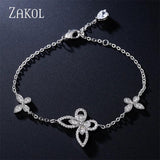 Sparkling Butterfly CZ Chain Link Bracelet - Wedding Jewelry Gift