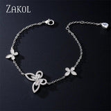 Sparkling Butterfly CZ Chain Link Bracelet - Wedding Jewelry Gift