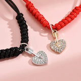 Vintage Heart Pendant Chain Bracelet Red Drawstring Couple Bracelets
