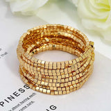 Classic Row Square Beads Wrap Bangle Bracelet for Women