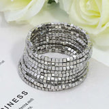 Classic Row Square Beads Wrap Bangle Bracelet for Women