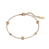 Vintage Zircon Crystal Roman Numerals Steel Bracelet