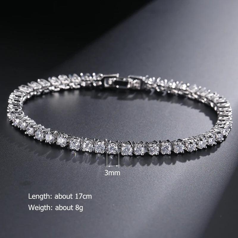 Rose Silver CZ Tennis Bracelet Bangle Wedding Jewelry
