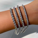 Rose Silver CZ Tennis Bracelet Bangle Wedding Jewelry