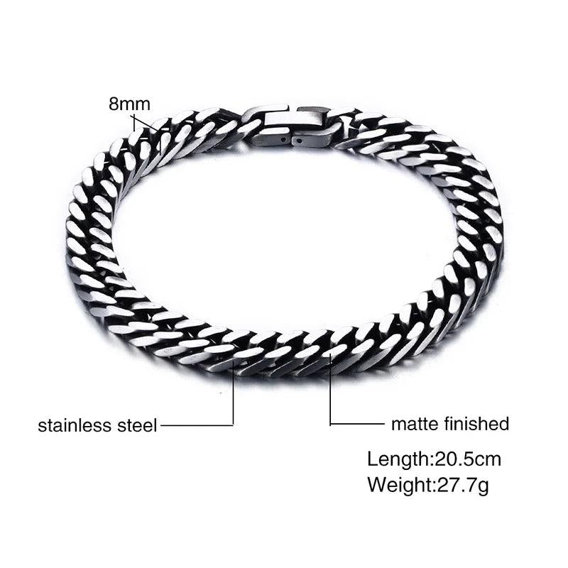 Stylish Men Bracelet Stainless Steel Link Chain 8 Inch Male Jewelry