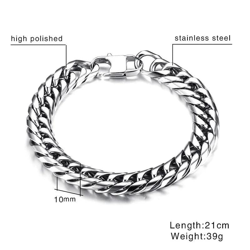 Men's Stainless Steel Link Chain Bracelet, Wrist Band Hand Chain