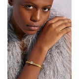 18K Plated Mesh Weave Bangle Bracelet CZ Charm Jewelry Gift