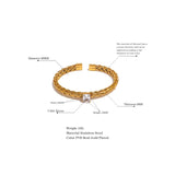 18K Plated Mesh Weave Bangle Bracelet CZ Charm Jewelry Gift