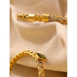 18K Plated Mesh Weave Bangle Bracelet CZ Charm Jewelry Gift