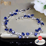 Pera Natural Royal Women Silver CZ Leaf Bracelet for Party