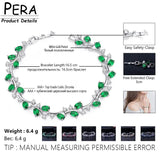 Pera Natural Royal Women Silver CZ Leaf Bracelet for Party