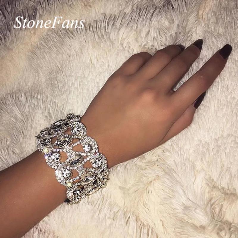 Stonefans Crystal Bracelet Rhombus Bridal Rhinestone Bangle Wedding