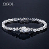 Leaf Bridal Wedding Jewelry CZ Tennis Bracelet for Women