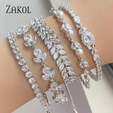 Leaf Bridal Wedding Jewelry CZ Tennis Bracelet for Women