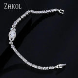 Leaf Bridal Wedding Jewelry CZ Tennis Bracelet for Women