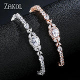Leaf Bridal Wedding Jewelry CZ Tennis Bracelet for Women