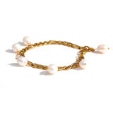316L Stainless Steel Chain Bracelet with Natural Pearl