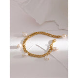 316L Stainless Steel Chain Bracelet with Natural Pearl