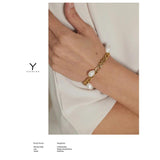 316L Stainless Steel Chain Bracelet with Natural Pearl