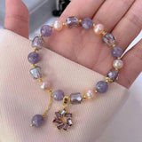 Purple Crystal Natural Pearl Bracelet for Women